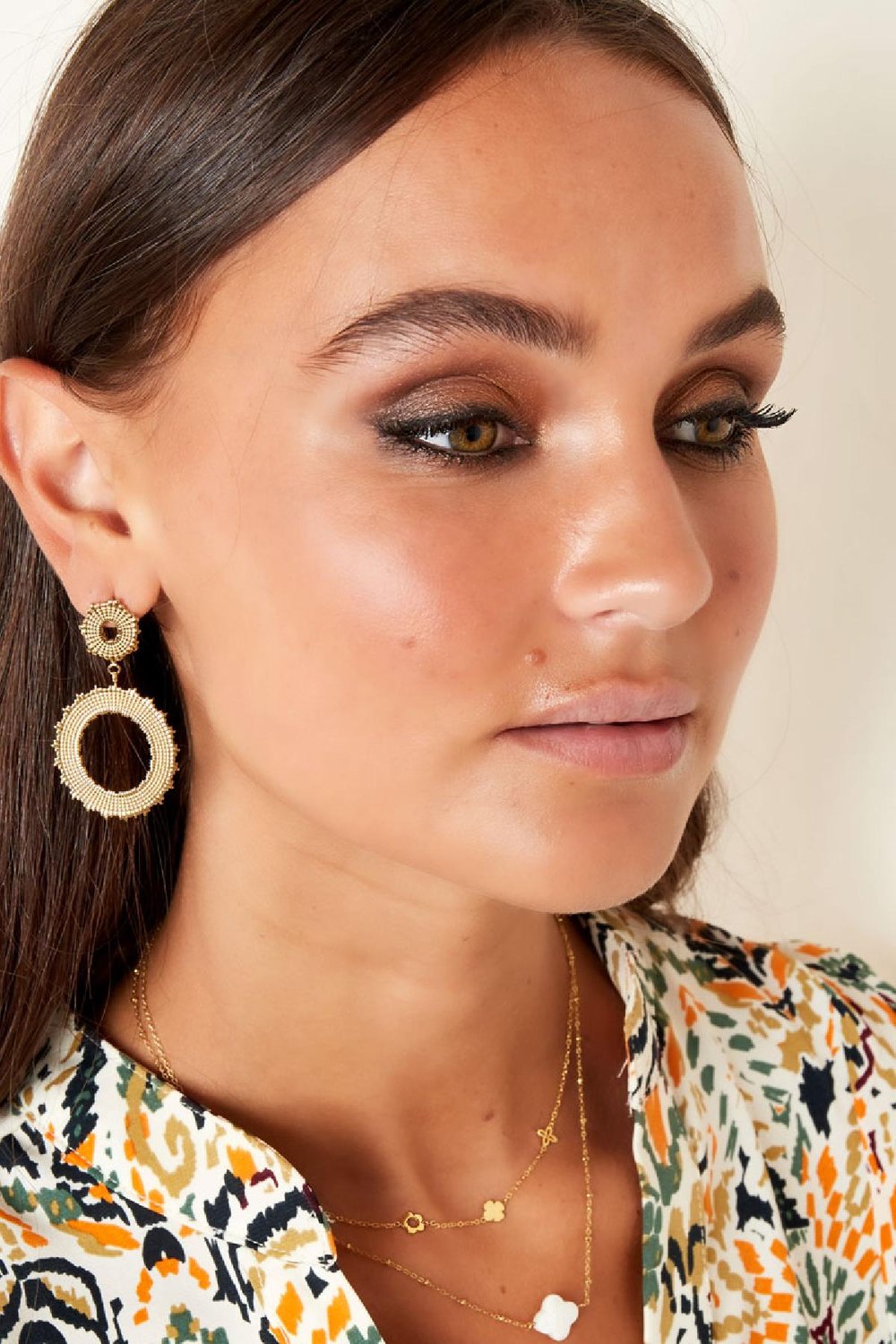 Collier avec trois fleurs différentes Couleur or Acier inoxydable Image2