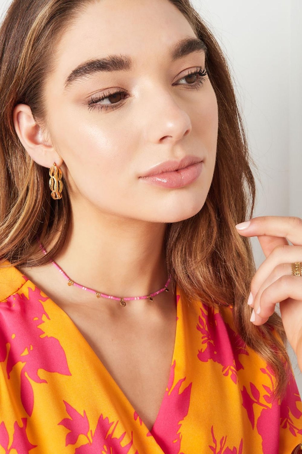 Ketting kralen met bedels Fuchsia Hematiet Afbeelding3