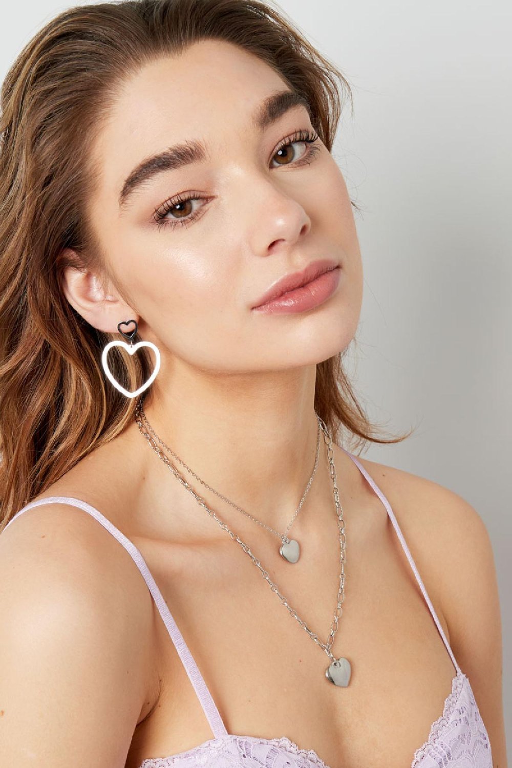 Halskette mit Herz Goldfarbe Edelstahl Bild2