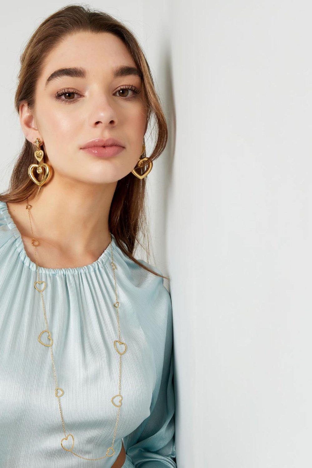 Long chain hearts Silver Color Stainless Steel Picture2