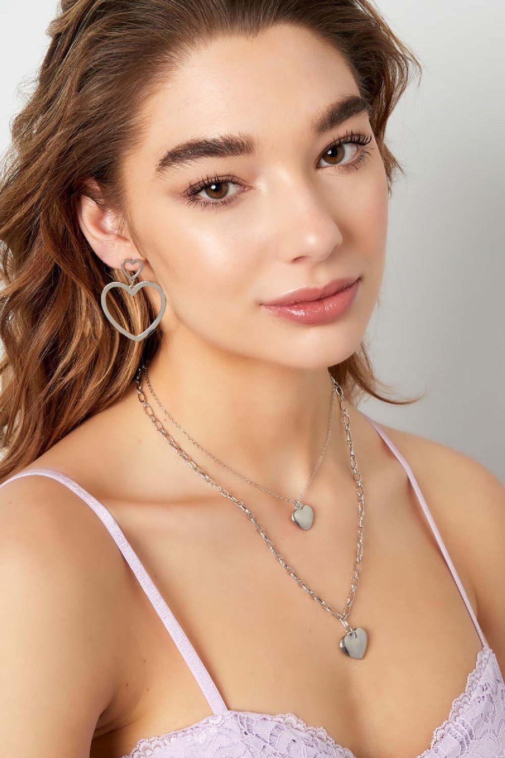 Schakelketting met hart Zilver Stainless Steel Afbeelding3