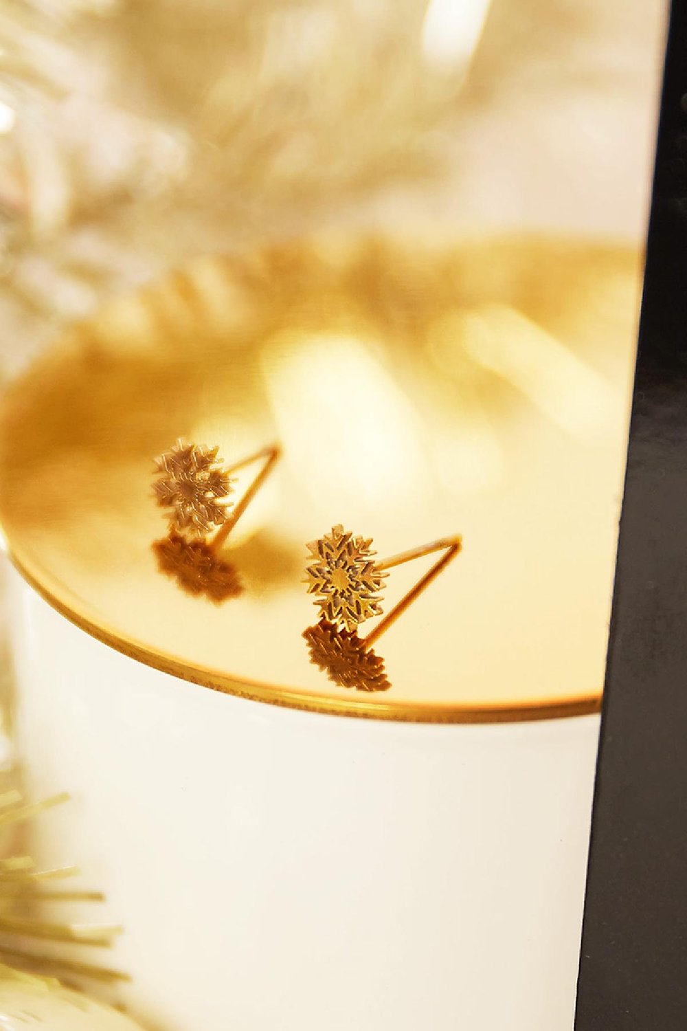 Oorbellen Snowflake Goud kleur Stainless Steel Afbeelding4