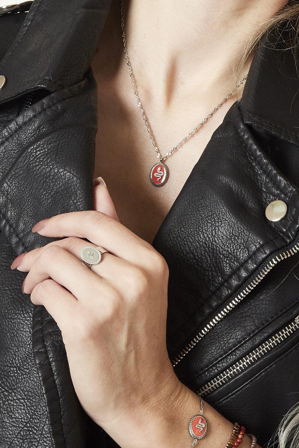 Collar Serpent Naranja Acero inoxidable h5Imagen3