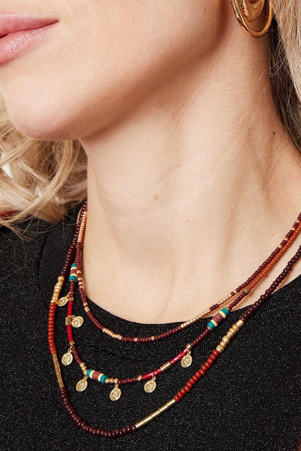 Collar Layers of Beads Azul Cobre h5Imagen2