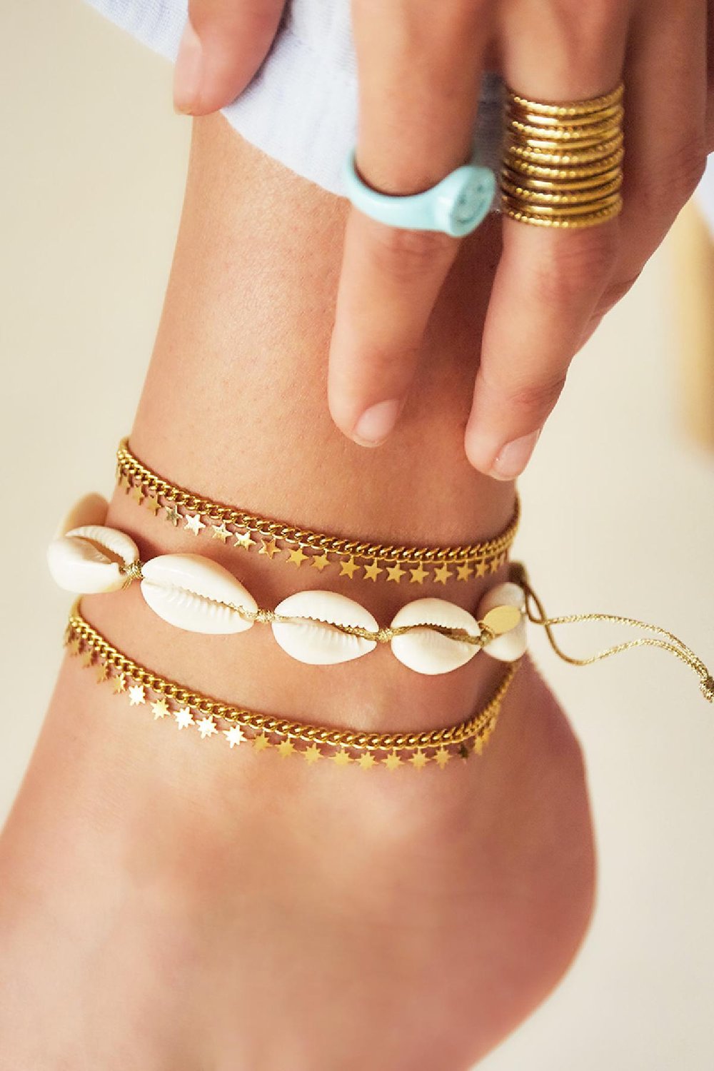 stainless steel anklet sparkling stars  Picture3