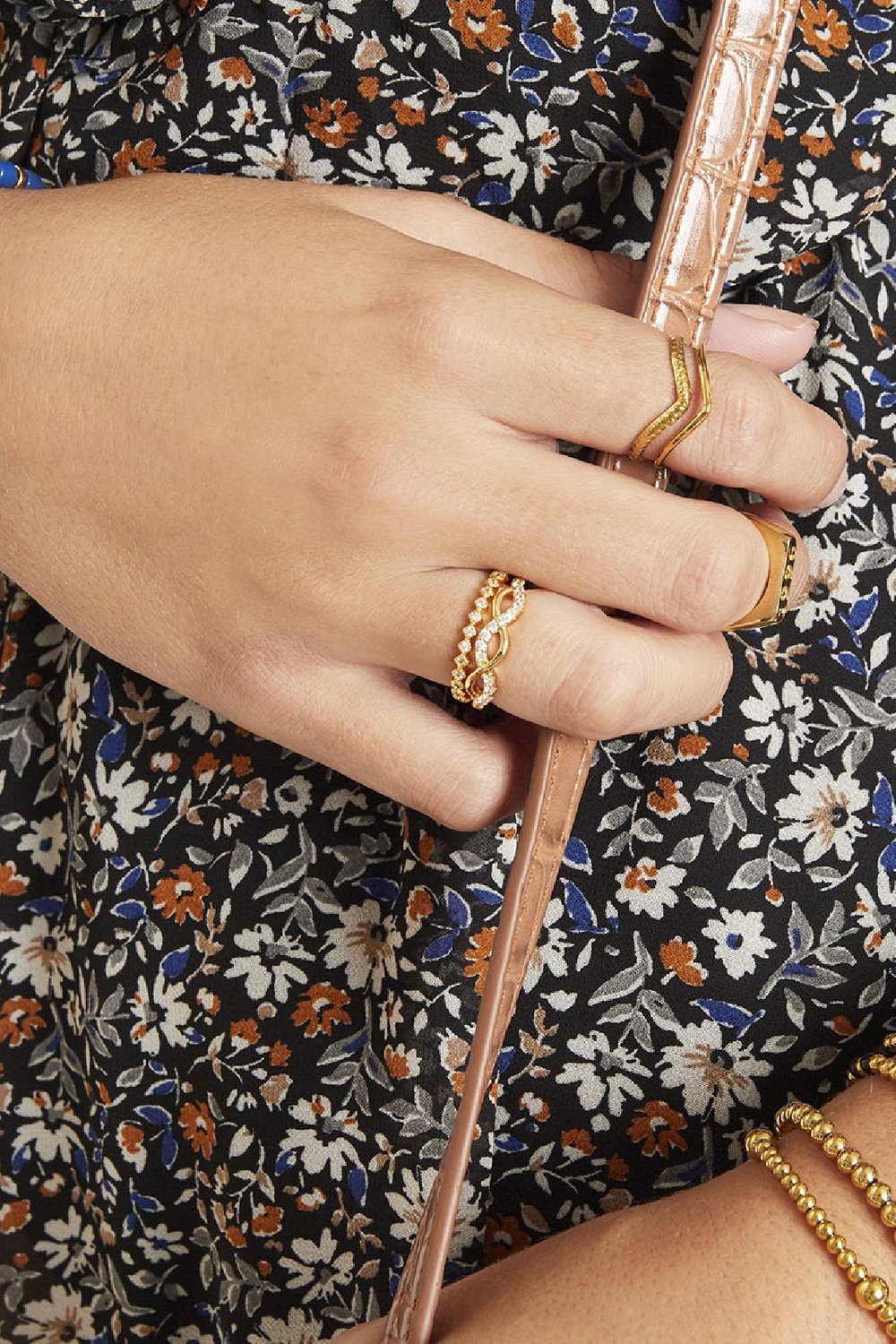 Ring Double Wave Goldfarbe Edelstahl One size h5Bild2