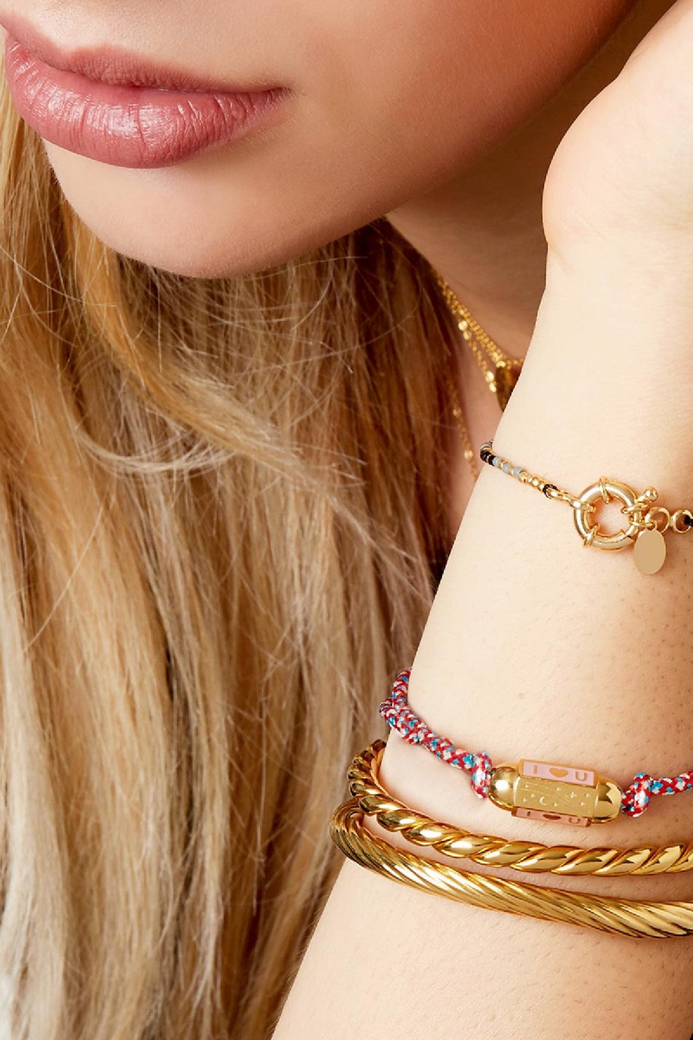 Edelstahlperle 'I love you' rosa h5Bild2