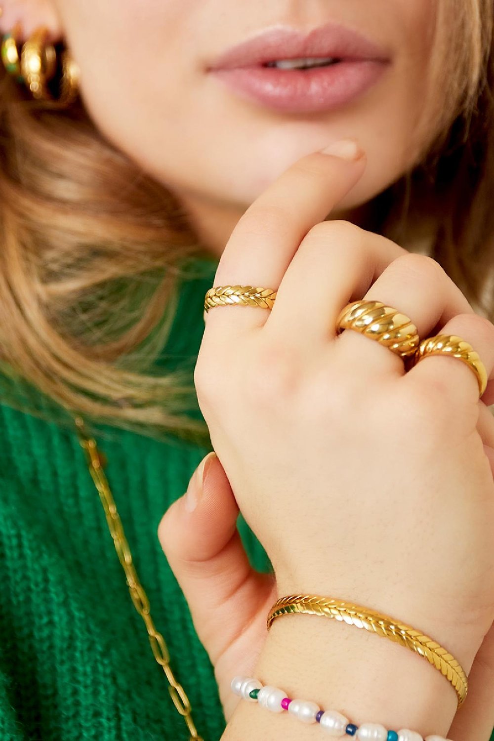 Stainless steel ring Gold Color One size h5Picture2