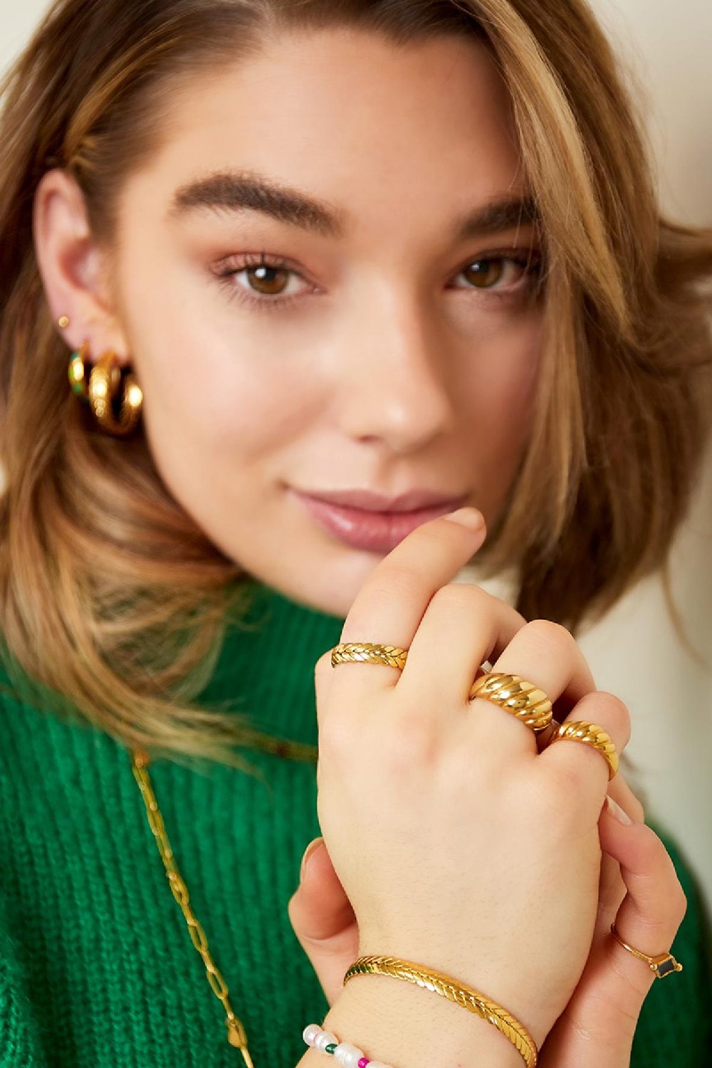 Stainless steel ring Gold Color One size h5Picture3