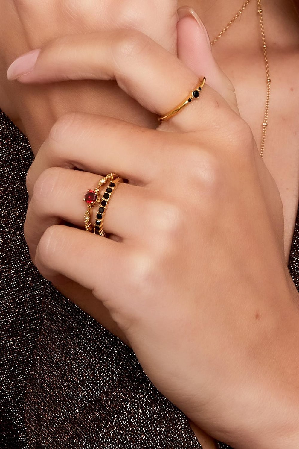 Ring kleiner Stein in einer Reihe Silber Edelstahl 16 Bild3