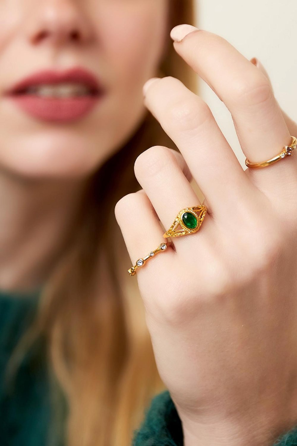 Statement-Ring aus Edelstahl Goldfarbe 17 h5Bild2