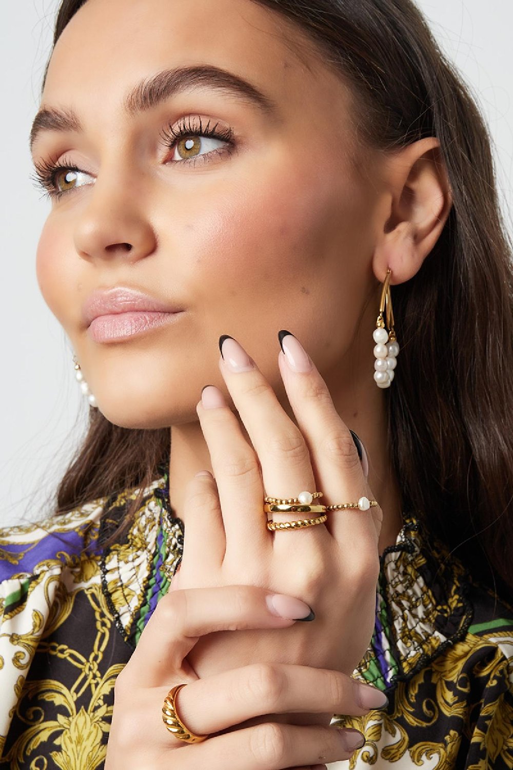 Elastic ring with pearl Gold Color Pearls One size h5Picture3