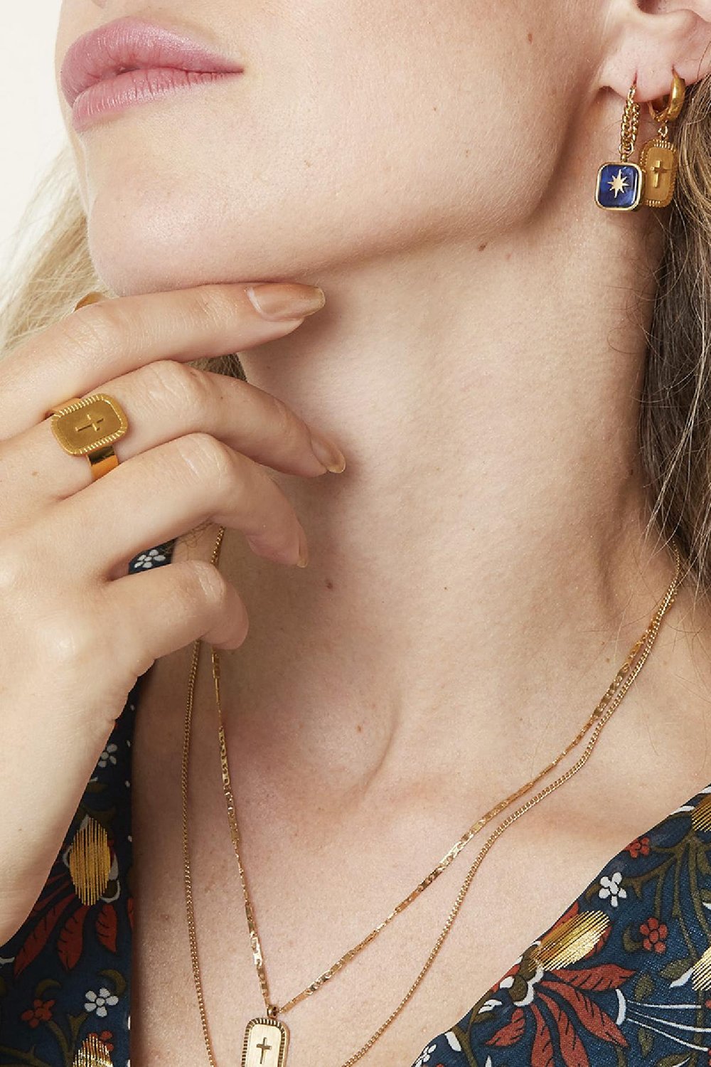 Bague Cross Couleur or Acier inoxydable One size Image2