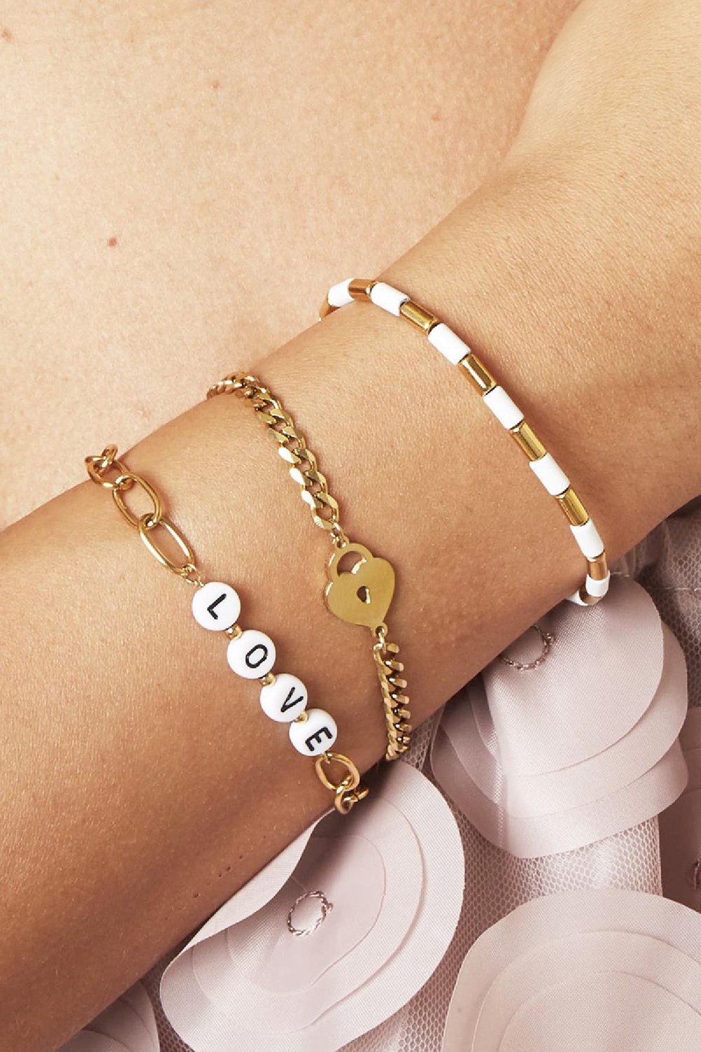 Armband Locked Heart Goud kleur Stainless Steel Afbeelding3