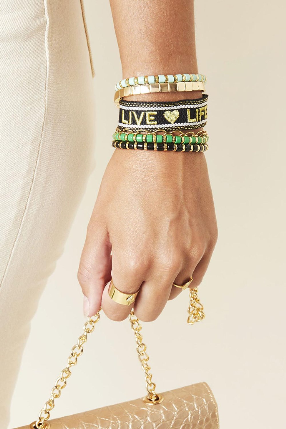Bracelet Woven Live Life Green Polyester One size Picture2