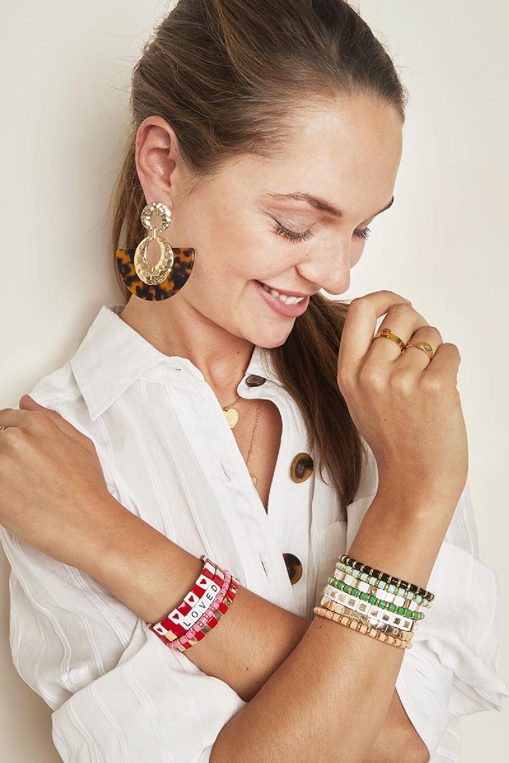 Armband Colored Bricks Heart Rood Metaal Afbeelding2