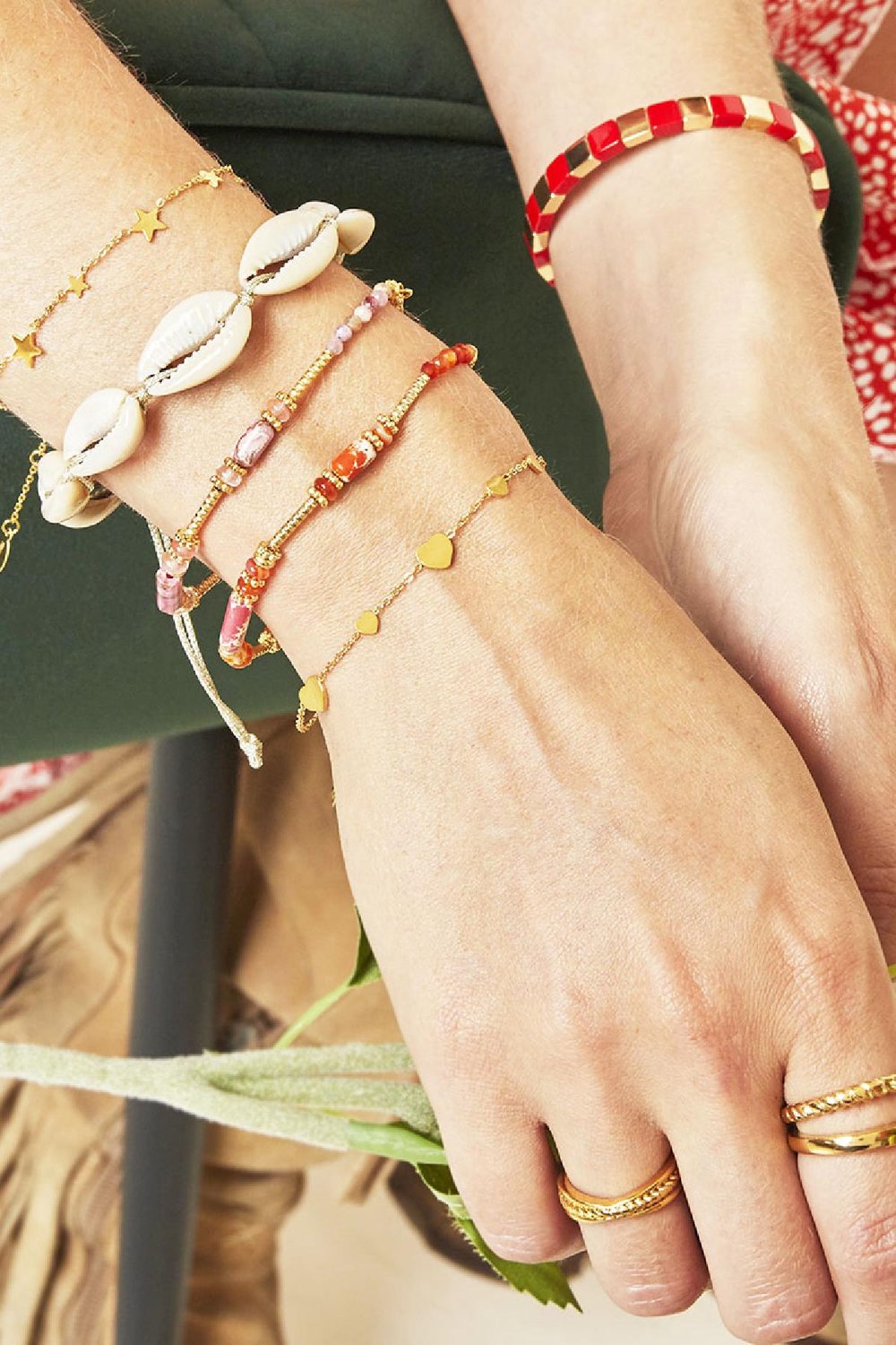 Bracelet Row Coins Heart Couleur or Acier inoxydable Image2