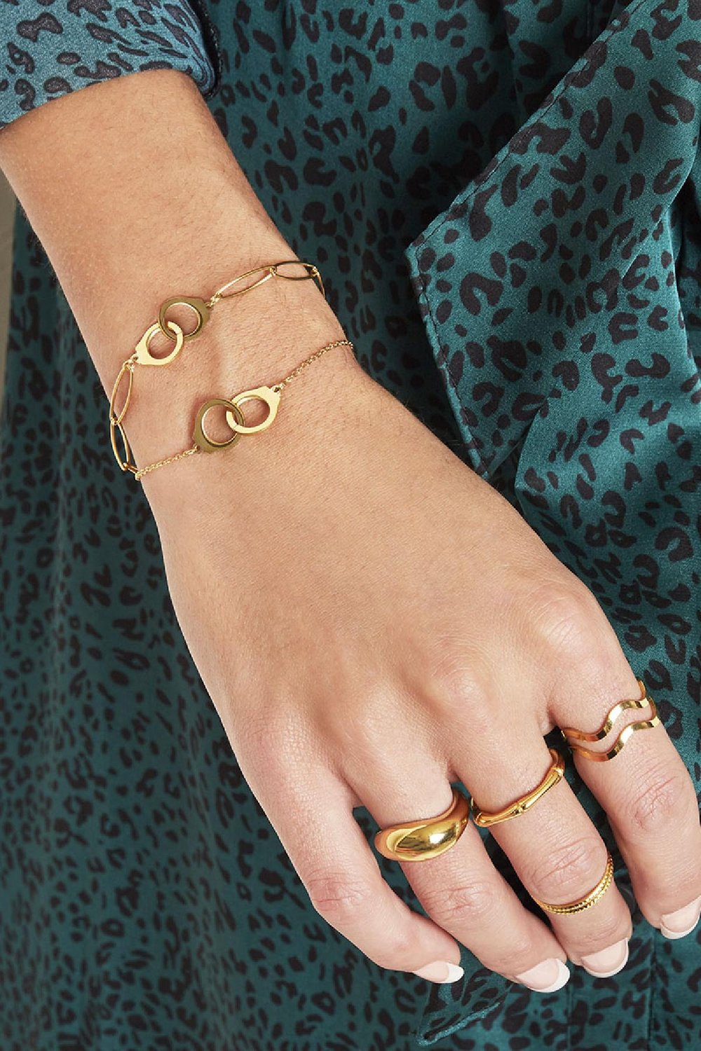 Armband Handcuffs Goud kleur Stainless Steel Afbeelding3