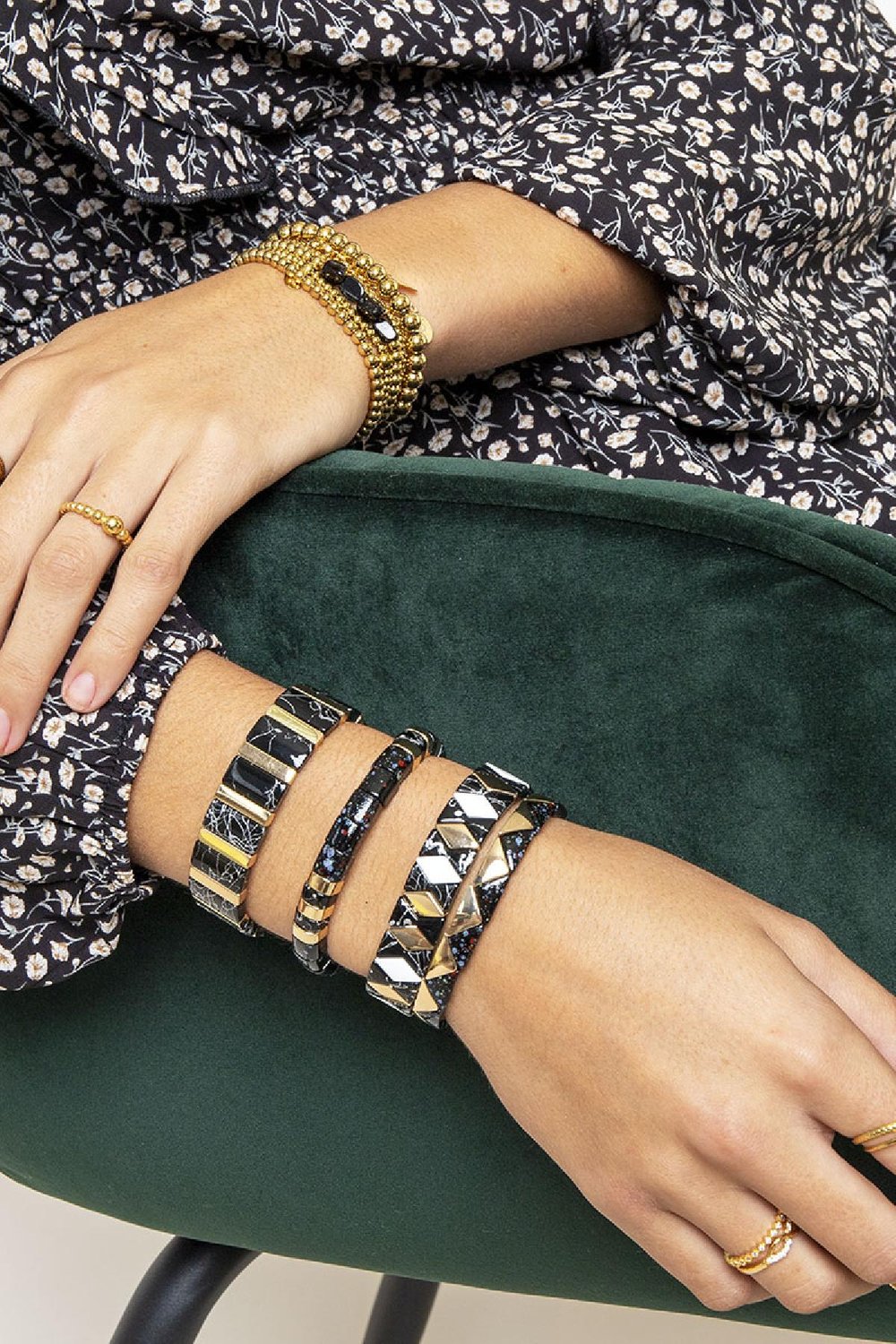 Pulsera Marble Diamond Negro Metal Imagen2