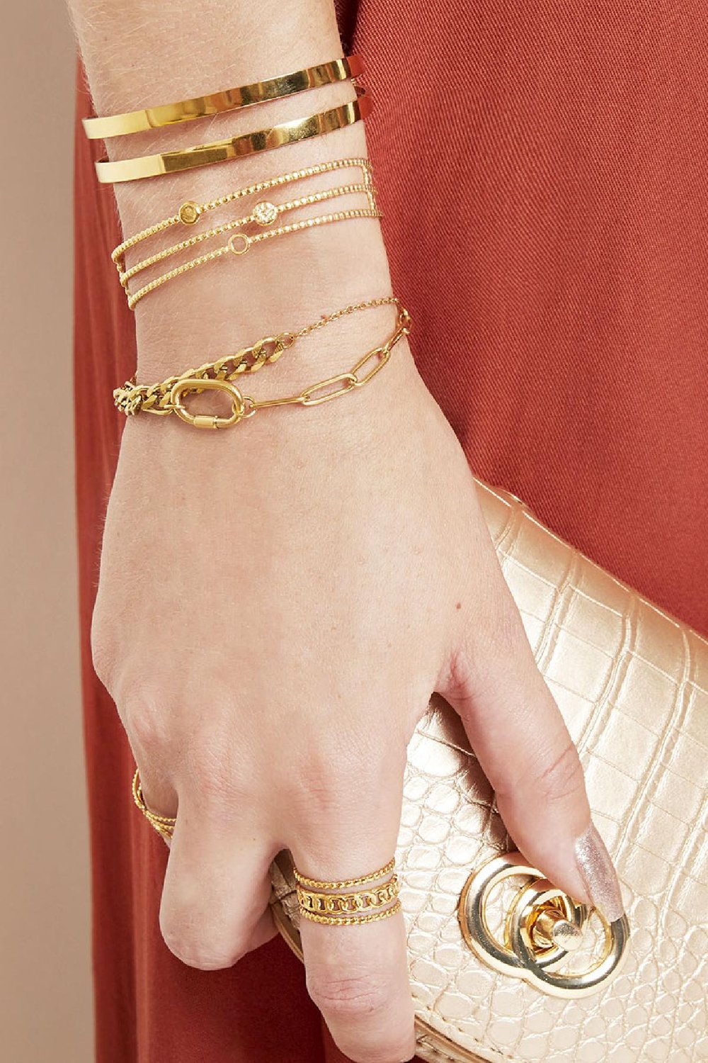 Bracelet Chains Two In One Argenté Acier inoxydable Image2