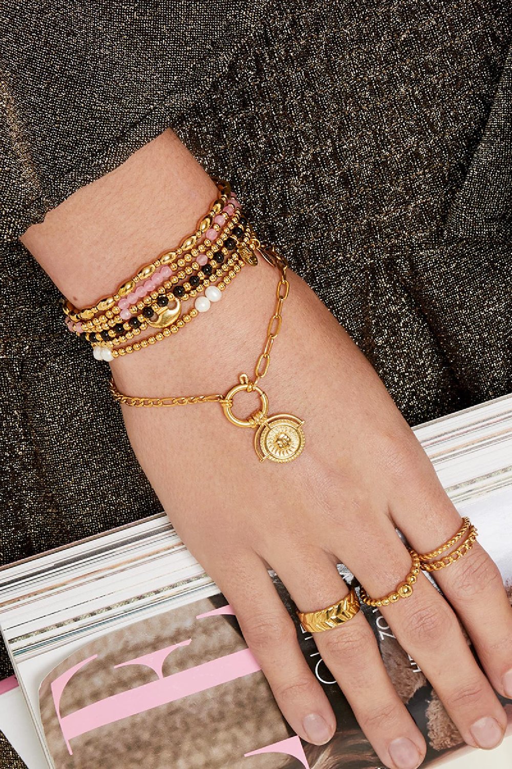 Armband Diamond Beads Silber Edelstahl Bild3