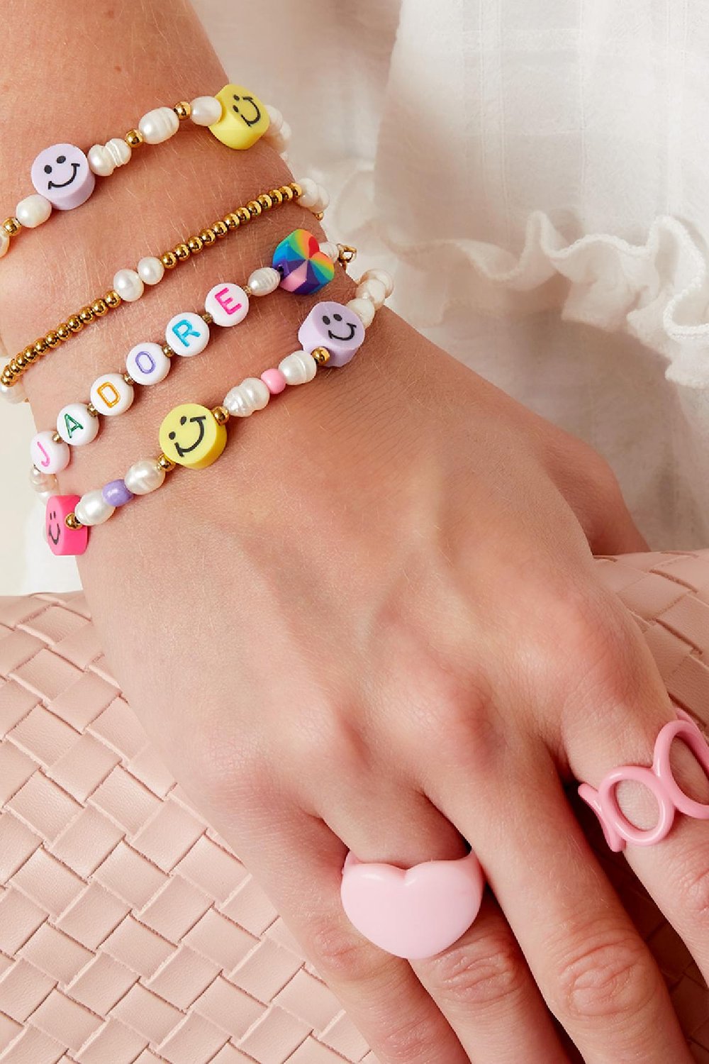 Armband parels en smileys Multi Stainless Steel Afbeelding2