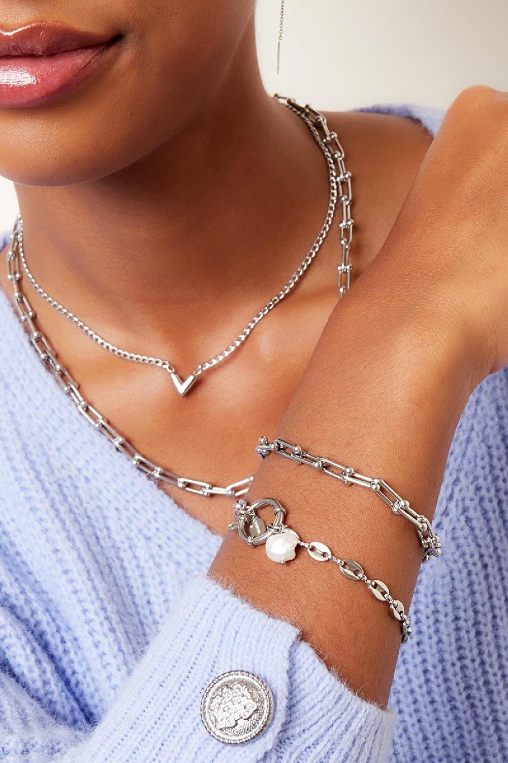 Bracelet chaîne à maillons Couleur or Acier inoxydable Image3