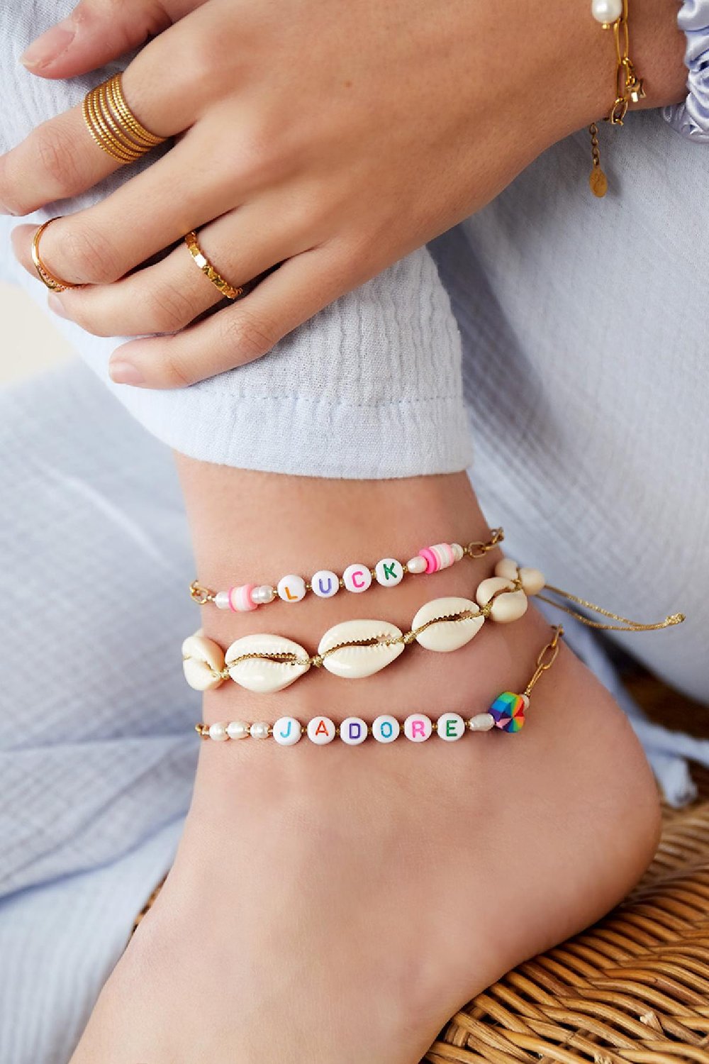 Enkelbandje van roestvrij staal J'adore Goud kleur Stainless Steel Afbeelding2