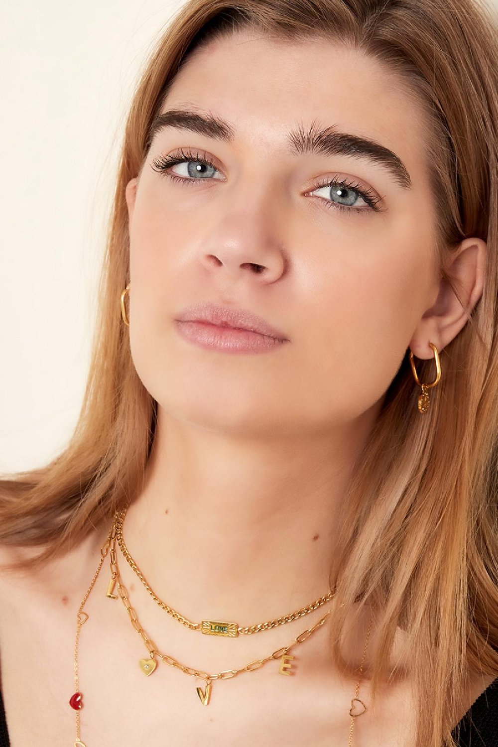 Halskette Liebesherz Goldfarbe Edelstahl Bild2