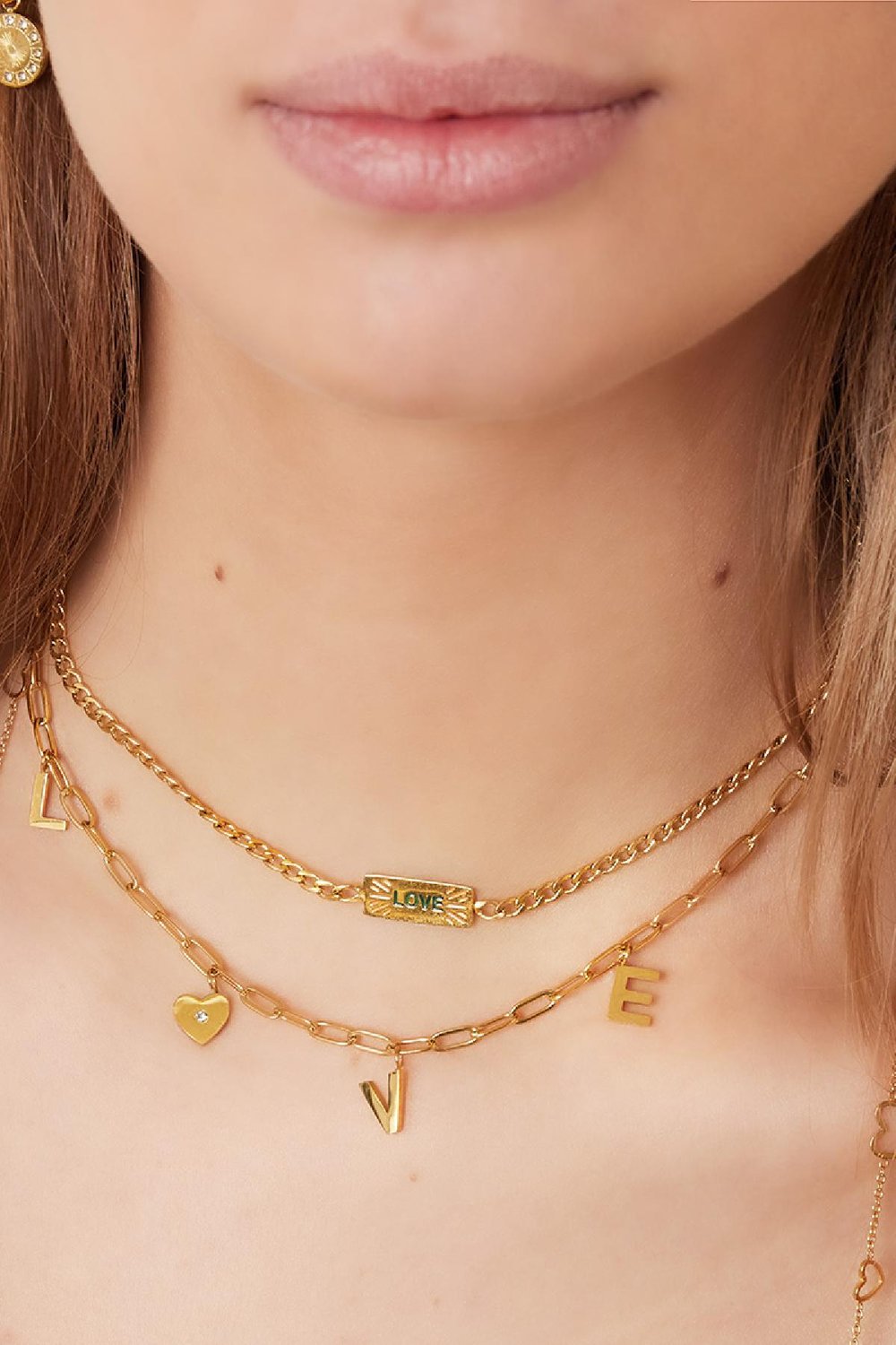 Halskette Liebesherz Goldfarbe Edelstahl Bild3