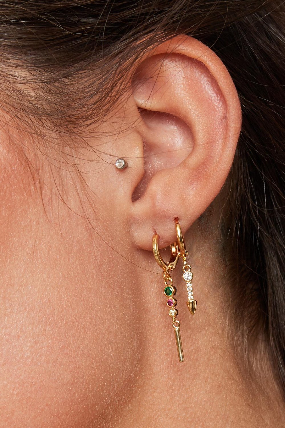 Ohrringe Zirconia Arrow  Goldfarbe Kupfer Bild3