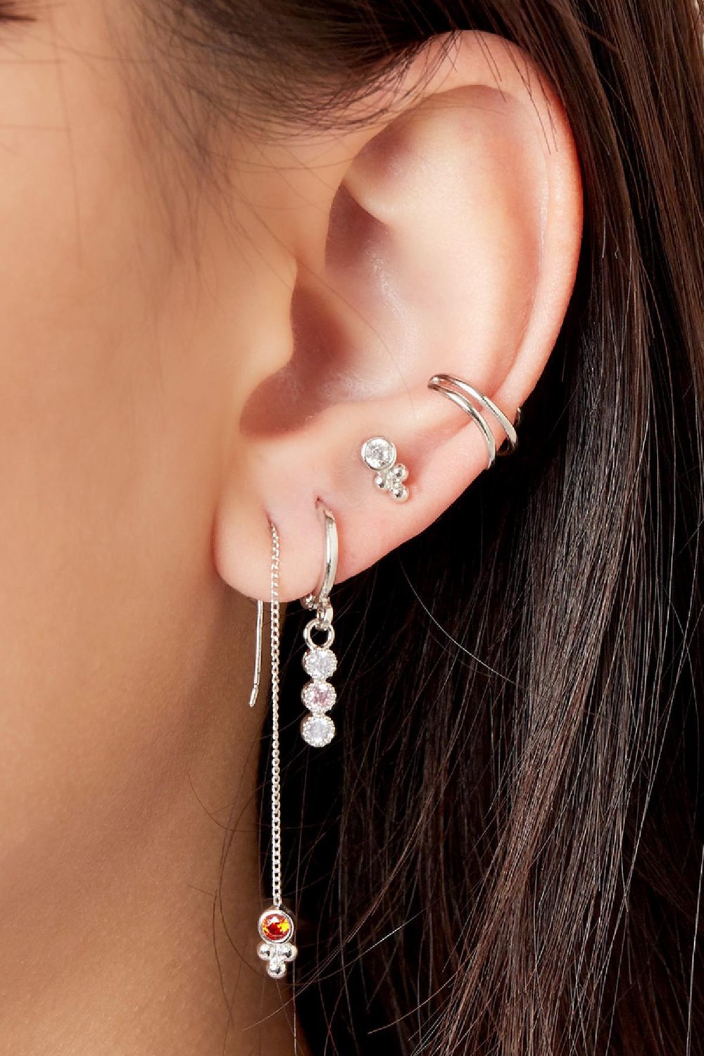 Ohrringe Flora Chain Silber Kupfer Bild2