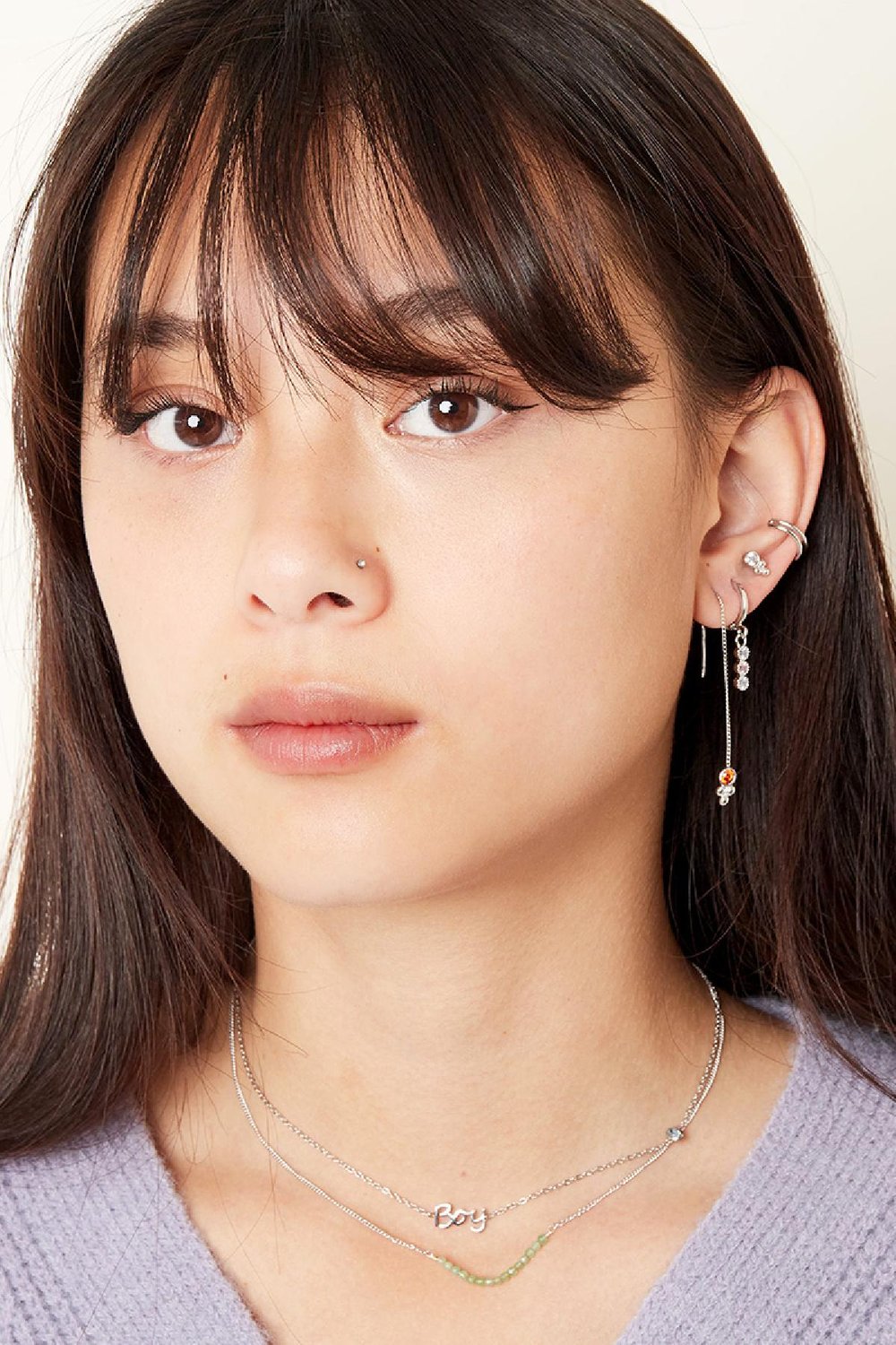 Ohrringe Flora Chain Silber Kupfer Bild3