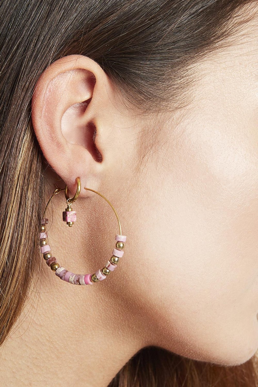 Boucles d'oreilles Blocks Blanc Acier inoxydable Image3