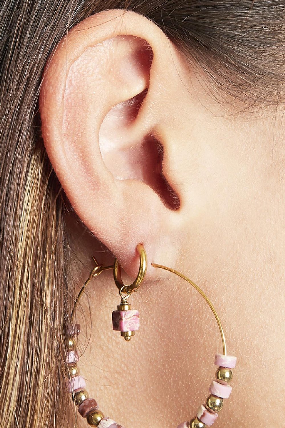 Boucles d'oreilles Blocks Blanc Acier inoxydable Image2