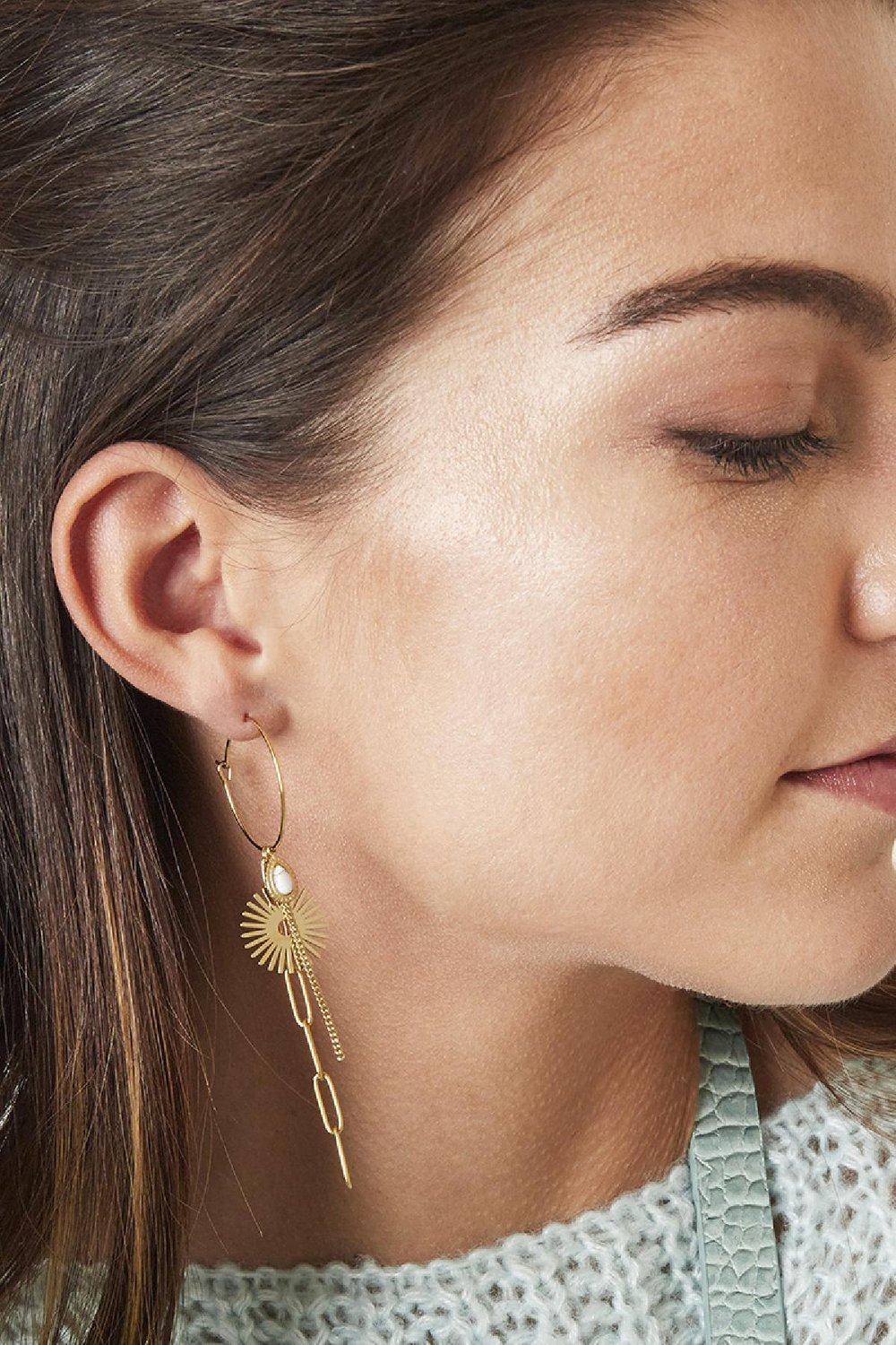 Boucles d'oreilles Chained Spark Argenté Acier inoxydable Image2