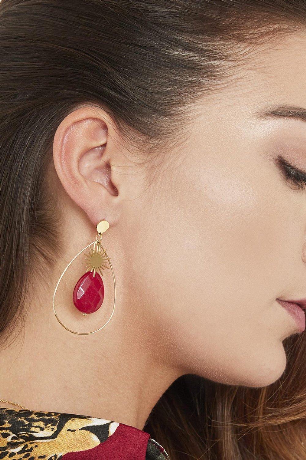 Earrings Ray of Light Red Stainless Steel Picture2