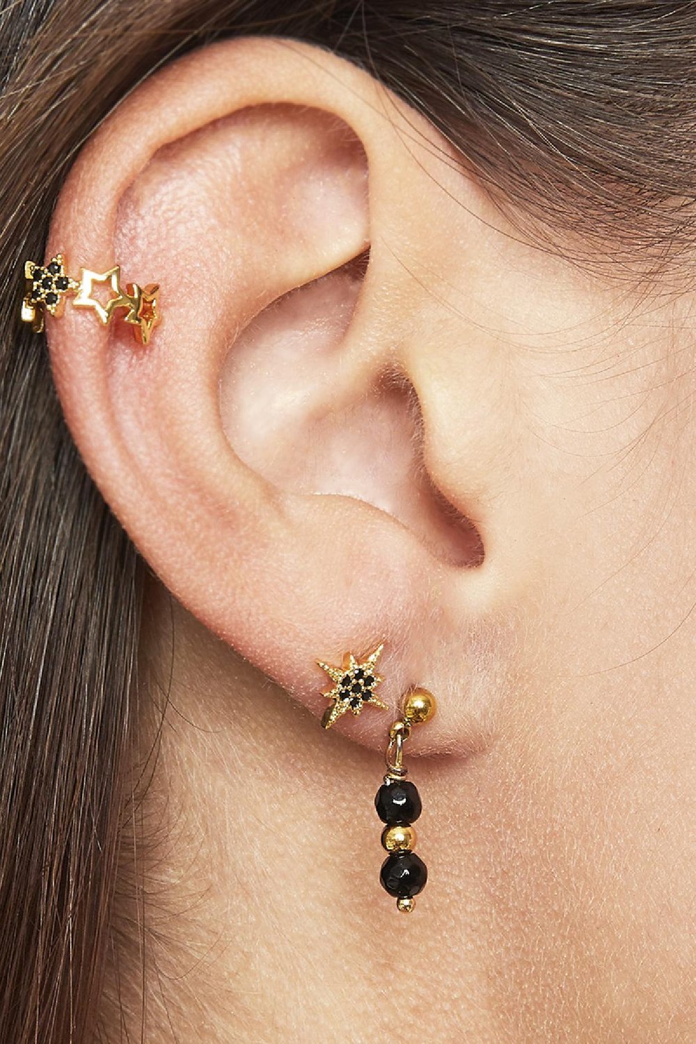 Oorbellen In A Row Blauw Stainless Steel Afbeelding2