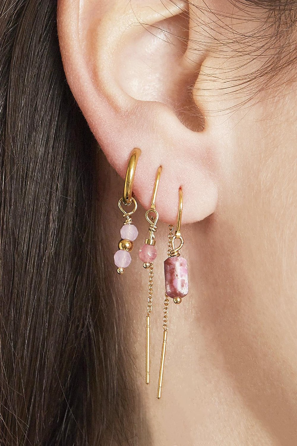 Earrings Red Admiral Pale Pink Stainless Steel Picture2