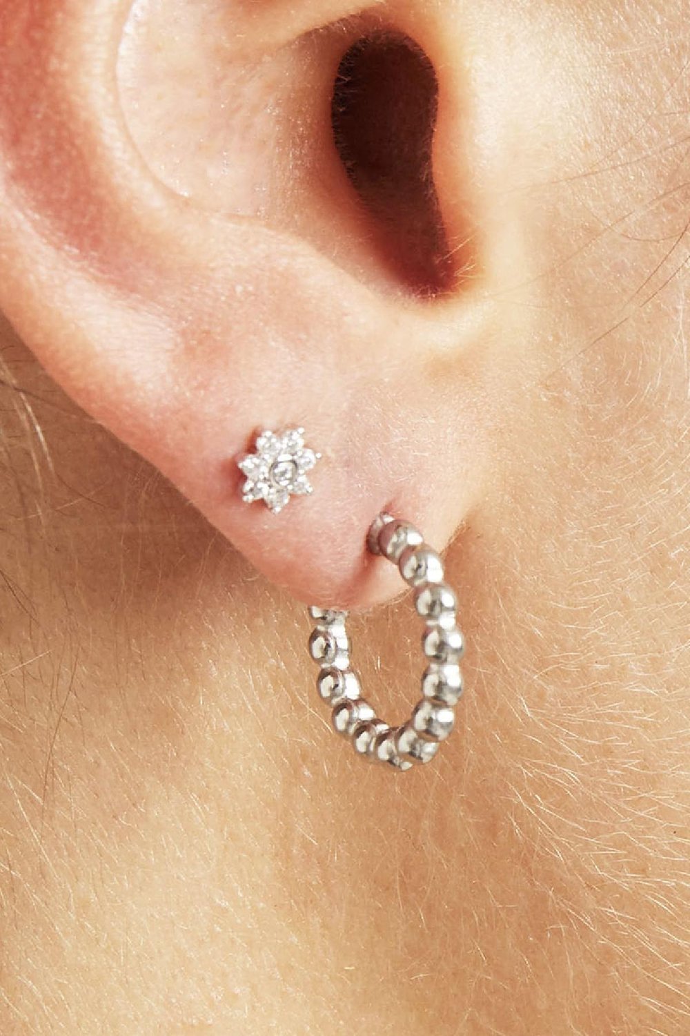 Boucles d'oreilles Dotted S Argenté Acier inoxydable Image2