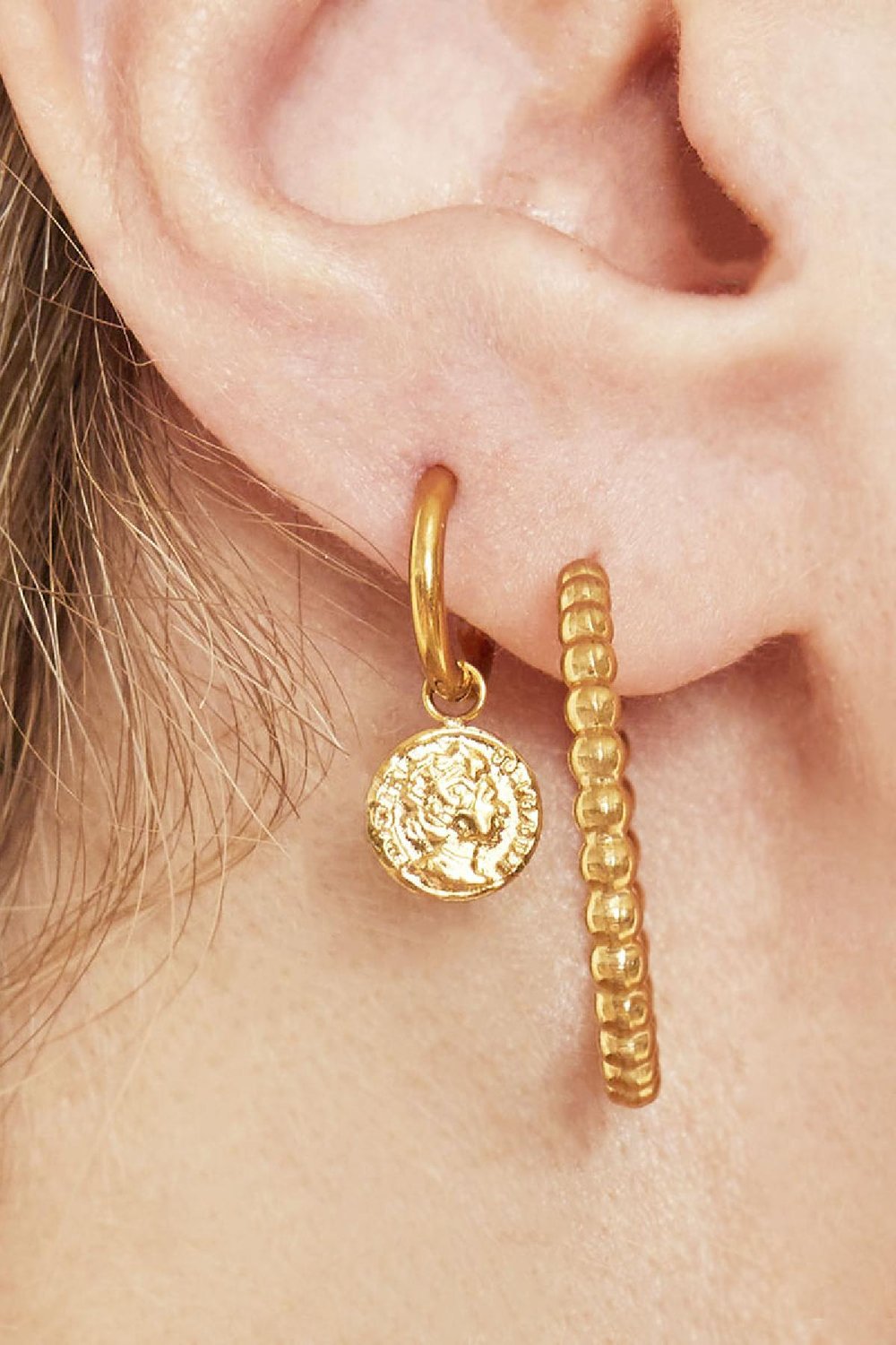 Oorbellen Ancient Coin Goud kleur Stainless Steel Afbeelding3