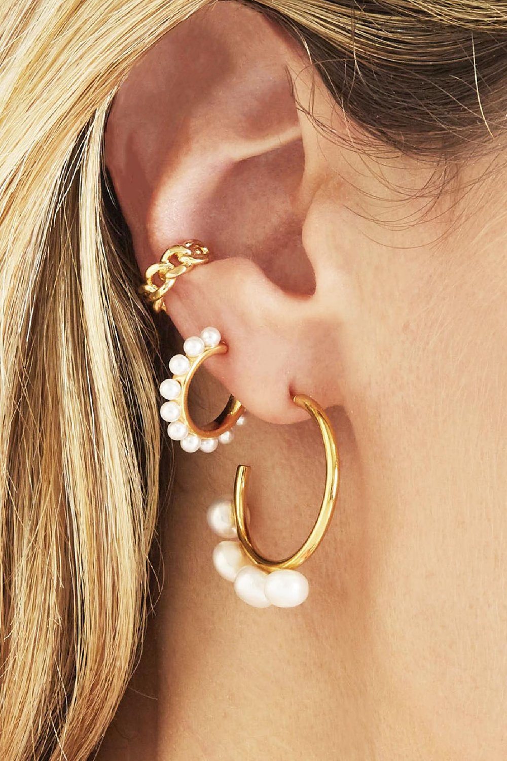 Boucles d'oreilles Pearls On Me Argenté Acier inoxydable Image3