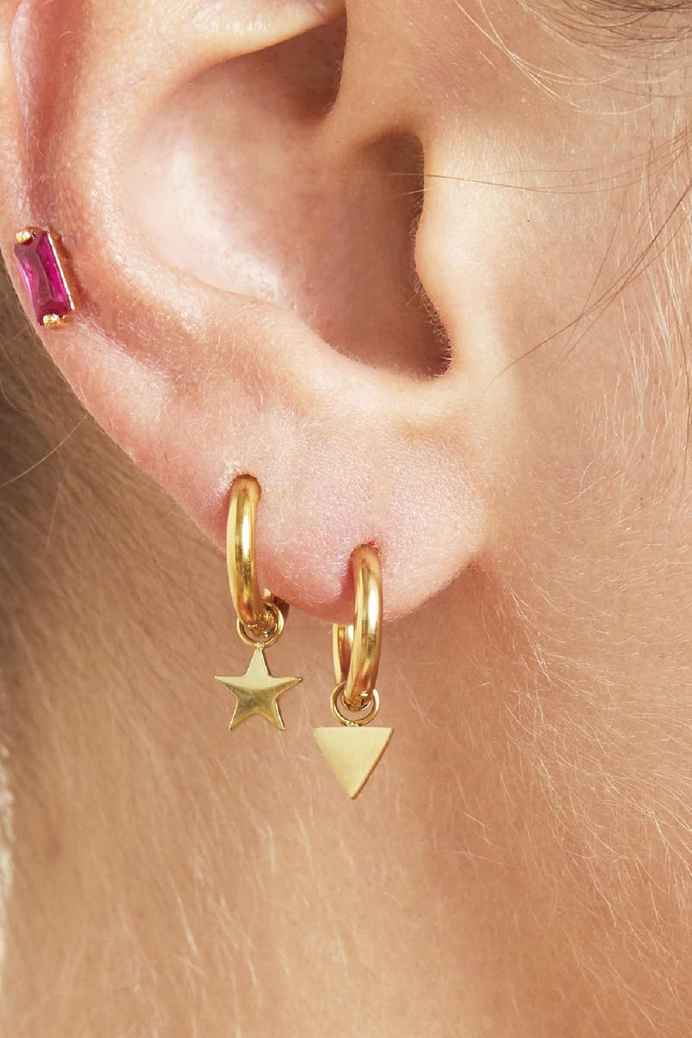 Oorbellen Triangle Goud kleur Stainless Steel Afbeelding2