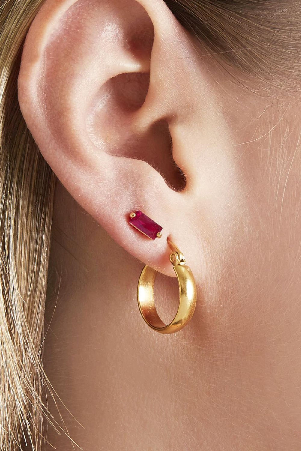 Ohrringe Creole Basic Goldfarbe Edelstahl Bild2