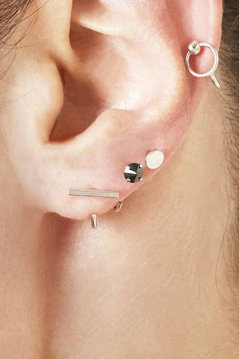 Oorbellen Huggies Bar Zilver Koper Afbeelding2