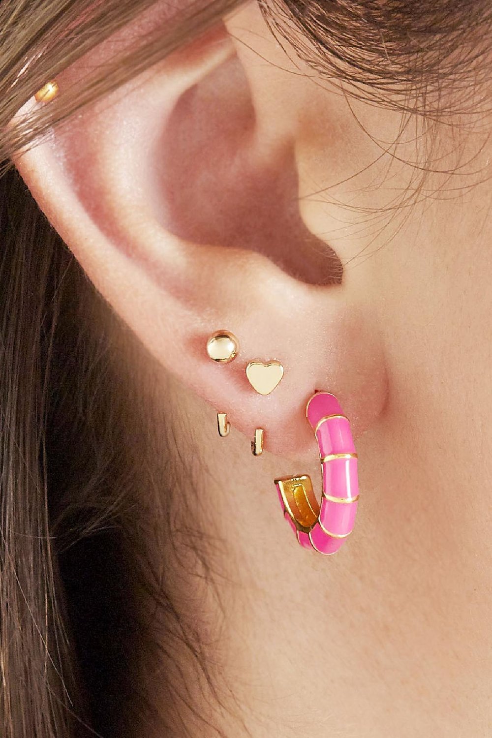 Ohrringe Huggies Heart Goldfarbe Kupfer Bild2