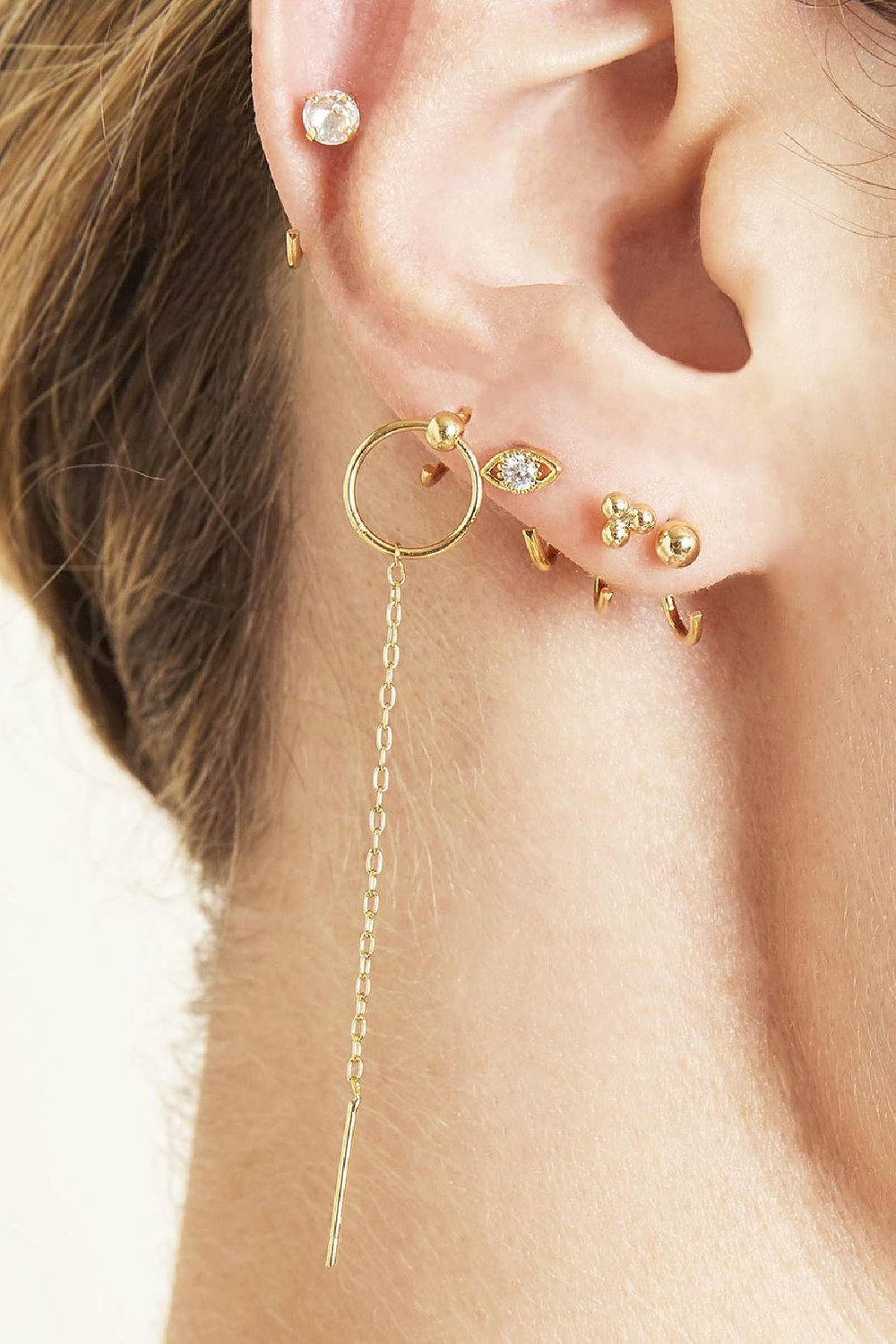 Oorbellen Huggies Zircon Eye Goud kleur Koper Afbeelding2