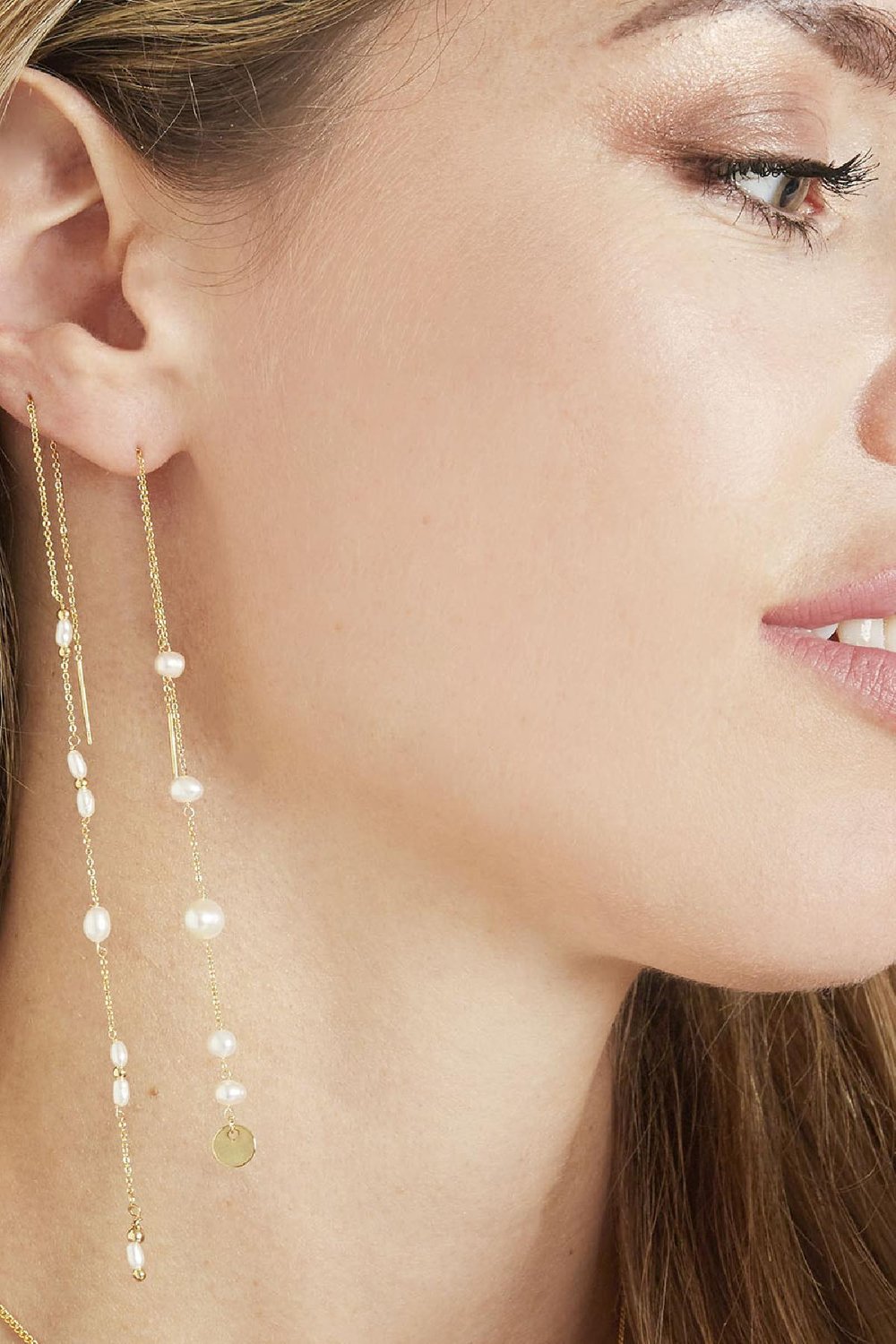 Oorbellen Drop Down Circle Zilver Koper Afbeelding2