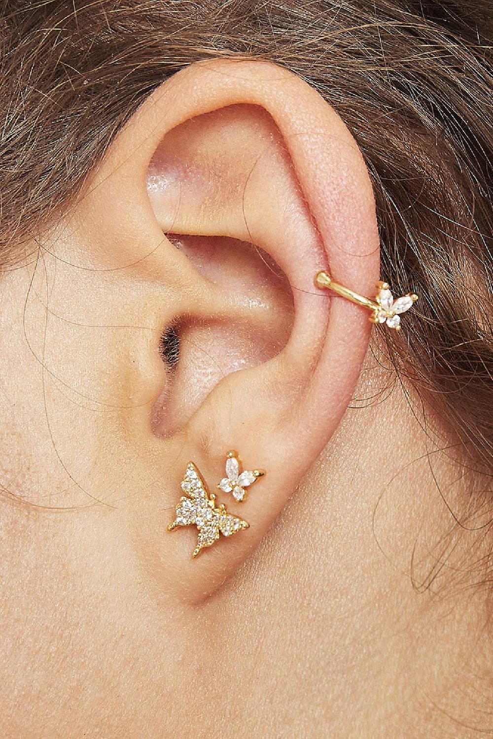 Oorbellen Sparkling Butterfly Goud kleur Koper Afbeelding2