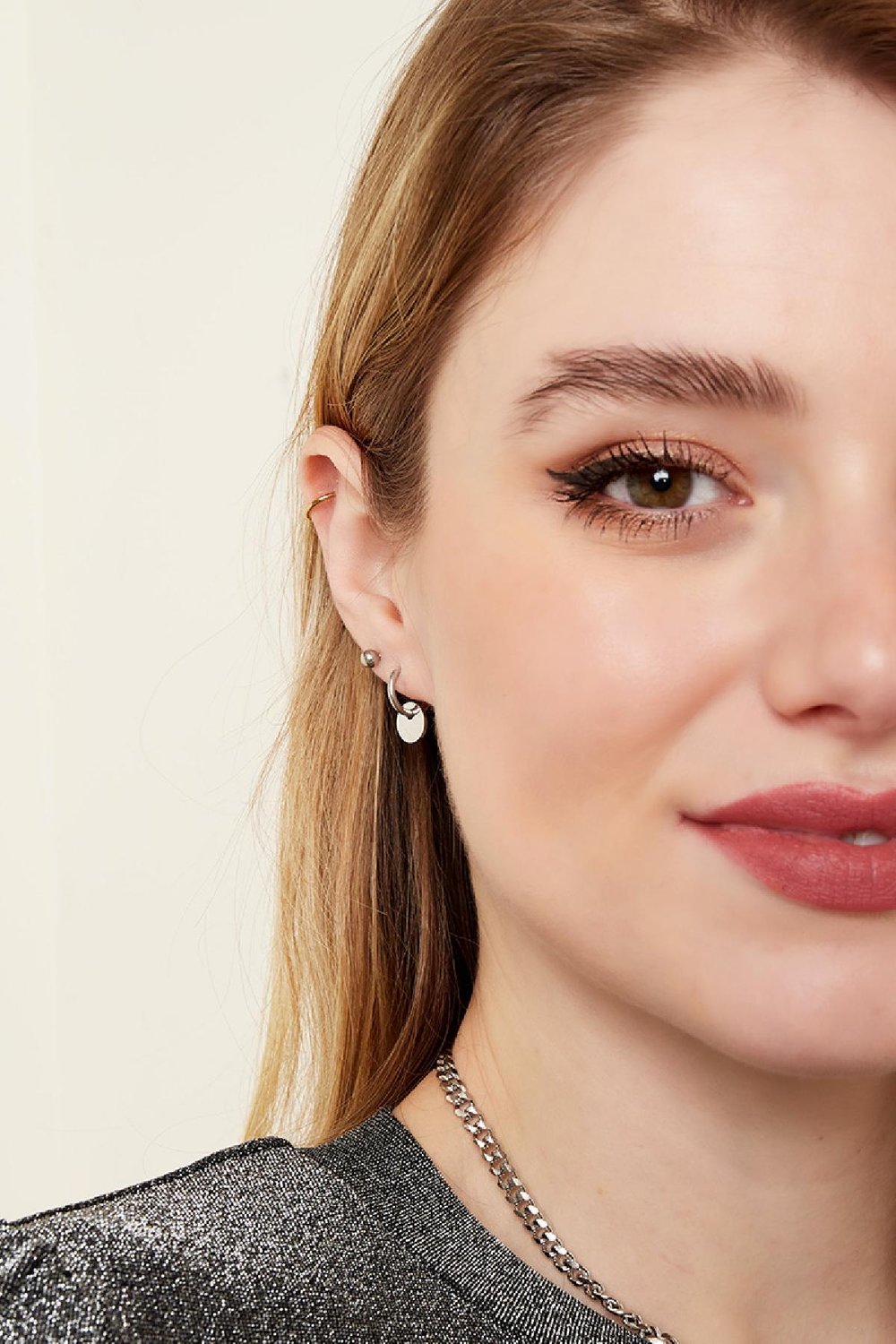 Ohrringe Round Disc Silber Edelstahl Bild3